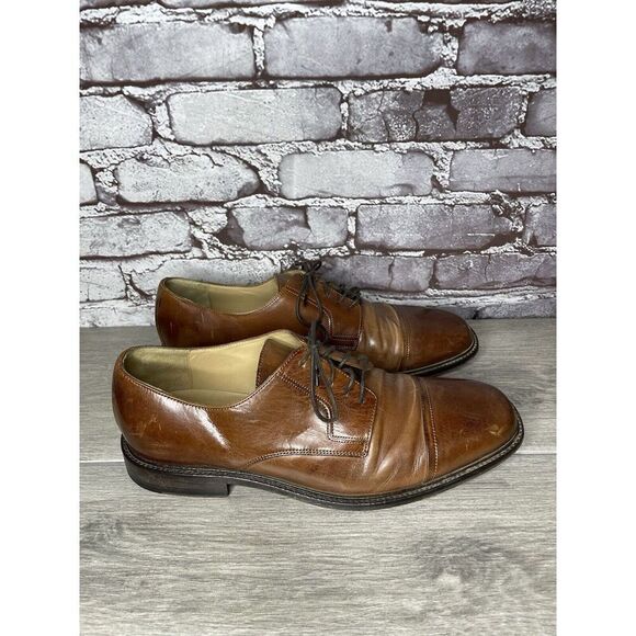 Johnston Murphy J. Murphy Brown Leather Cap Toe Oxford Dress Shoes Men Sz 10M US